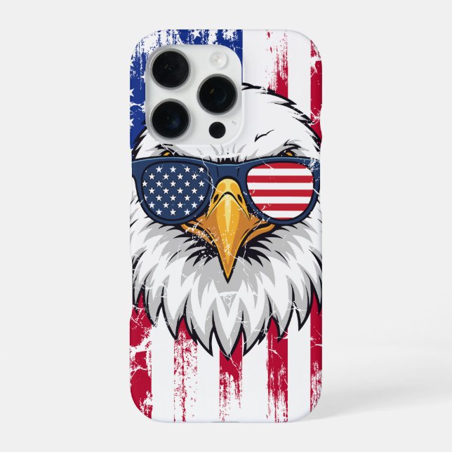 Coque iPhone Drapeau USA Et Aigle Américain Grunge (Verso)