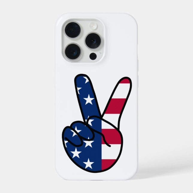 Coque iPhone Drapeau USA Signe V (Verso)