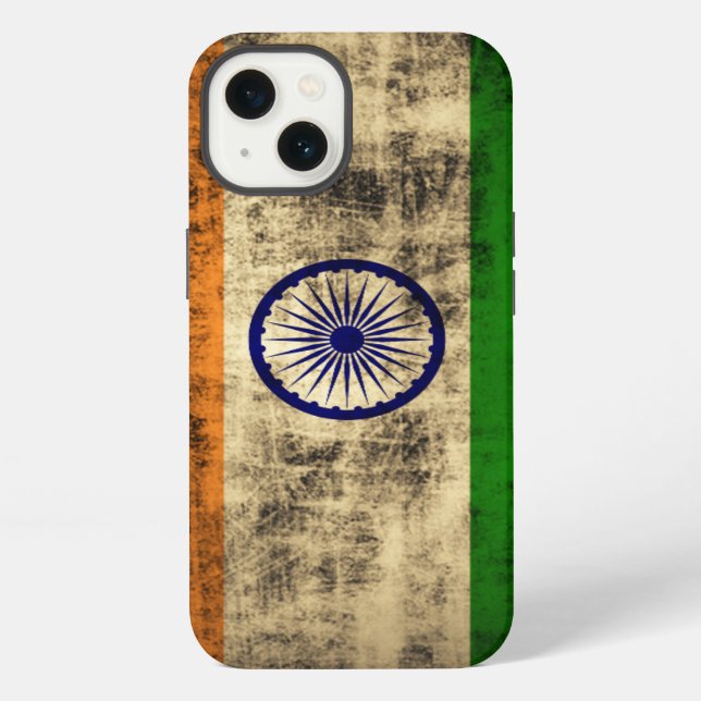 Coque iPhone Drapeau vintage grunge de l'Inde (Verso)