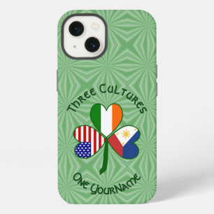 Etui iPhone 13 Drapeaux américains irlandais philippins Trèfle Pe