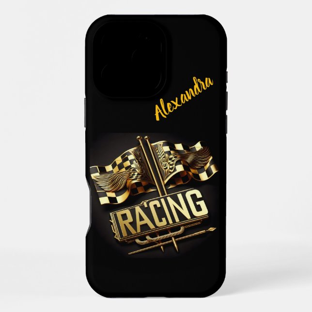Coque iPhone Drapeaux de course agitant à la ligne d'arrivée (Verso)