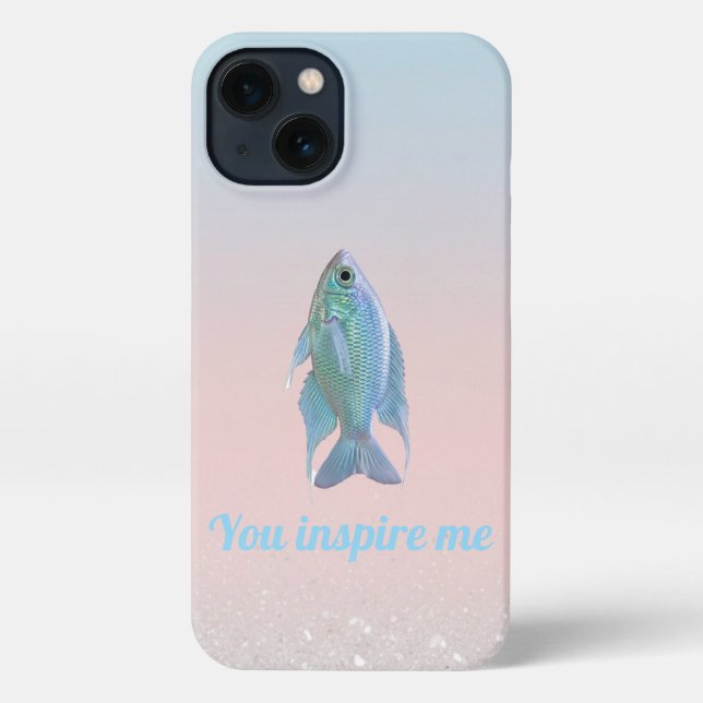 Coque iPhone Dreamy Pastel Blue Fish Inspirational Quote (Verso)