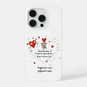 Coque iPhone 15 Pro drôle collé comme de la colle couple personnalisé