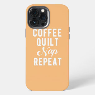 Etui iPhone 13 Pro Max Drôle de café quilt nap répétition quilting tenues