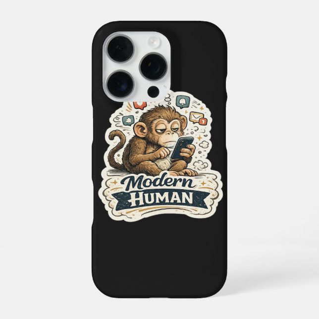 Coque iPhone Drôle de singe humain moderne Smartphone Réseaux s (Verso)