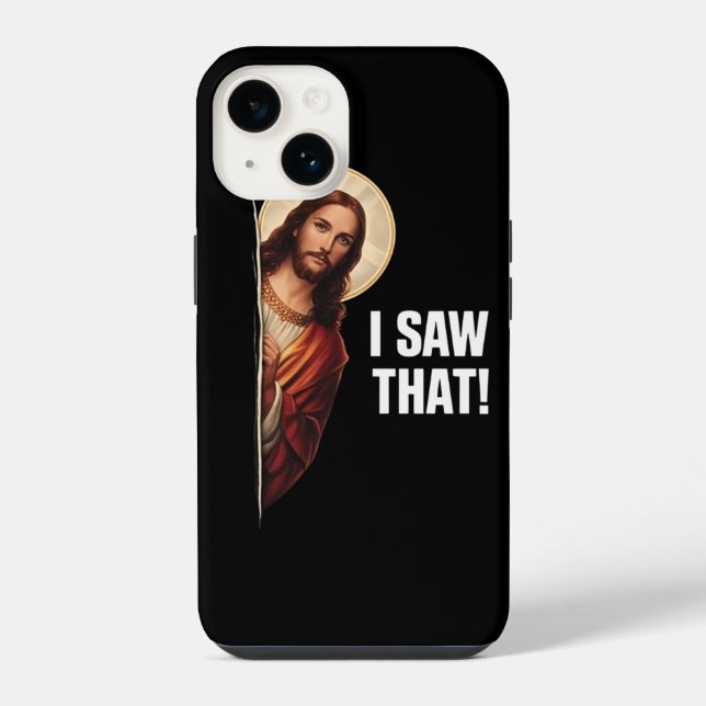 Coque iPhone Drôle Jésus "Je l'ai vu" design de meme chrétien (Verso)