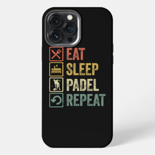 Etui iPhone 13 Pro Max Drôle Manger Dormir Padel Répéter Rétro Vintage Sp