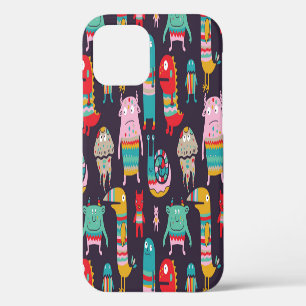 Coque iPhone 12 Drôle Monstres Cartoon Motif sans couture