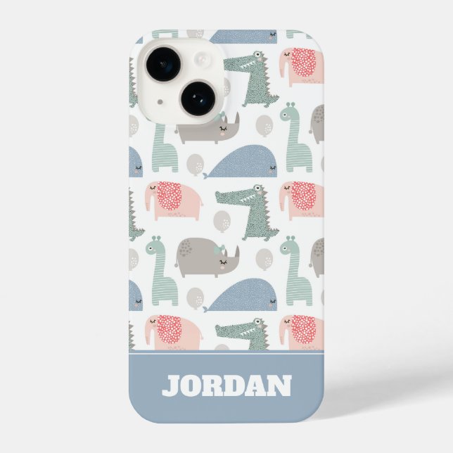 Coque iPhone Drôle Visage mignon Doodle Motif animal (Verso)