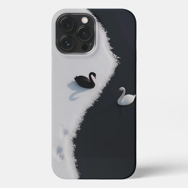 Coque iPhone Dualité de cygne : Elégance en contraste - coque i (Verso)