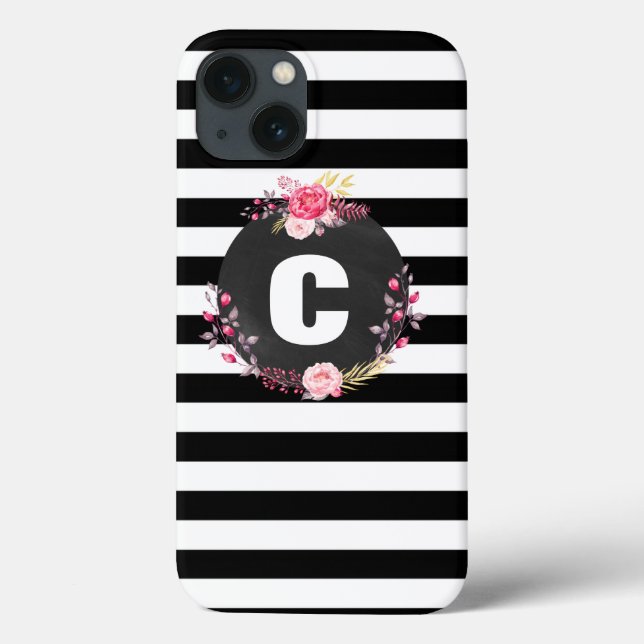 Coque iphone dur de Xtreme de monogramme floral (Verso)