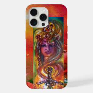 Coque iPhone 15 Pro Max DURENDAL, ÉPÉE ÉPIQUE ET ANGE Rouge Jaune