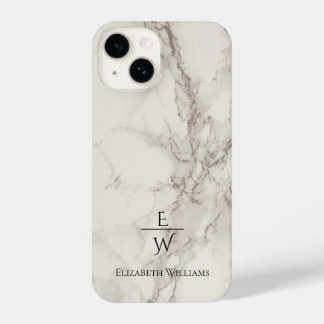 Coque Pour iPhone 14 Dusty black and white marble glitter personalized 