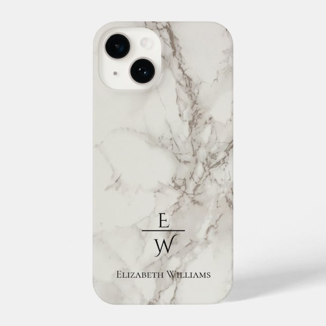 Coque iPhone Dusty black and white marble glitter personalized  (Verso)