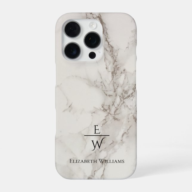 Coque iPhone Dusty black and white marble glitter personalized  (Verso)