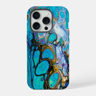 Coque iPhone 15 Pro Eau de rivière turquoise et pierres art abstrait