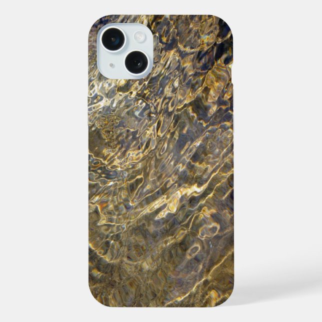 Coque iPhone Eau dorée ondulante abstraite (Verso)