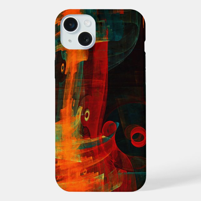 Coque iPhone Eau Orange Rouge Bleu moderne Art Abstrait Motif (Verso)