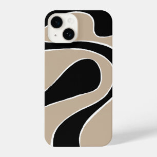 Coque Pour iPhone 14 Ebb et flux 2 en Taupe, noir et blanc