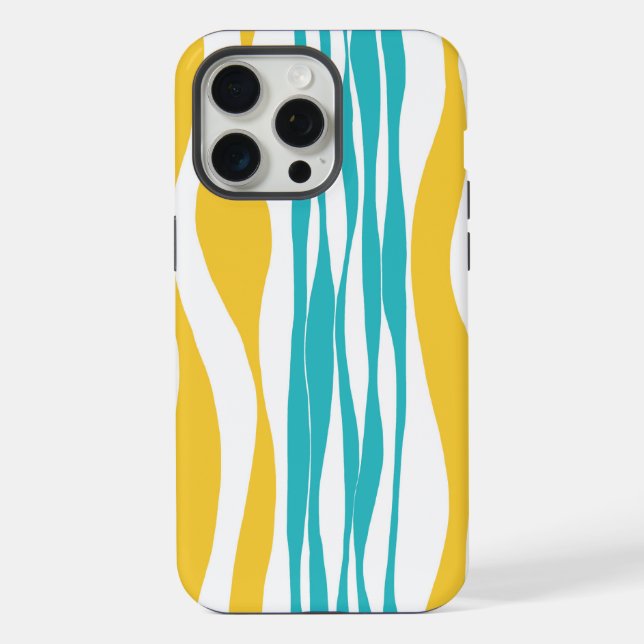 Coque iPhone Ebb et flux - Turquoise & Jaune (Verso)