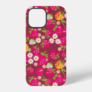 Coque iPhone 12 Échantillon de tissu rouge profond sans couture de