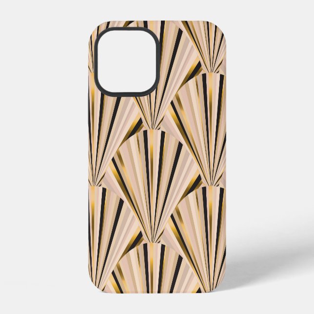 Coque iPhone Echelles Art Déco : Glamour d'or géométrique (Verso)