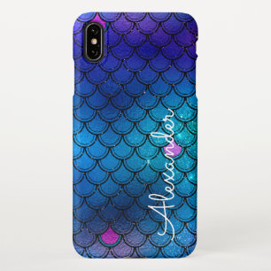 Coque iPhone XS Max Échelles de sirènes personnalisées pour filles nom