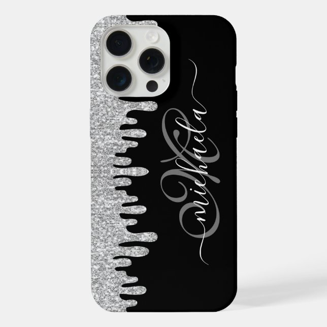 Coque iPhone Éclairage noir et gris argenté (Verso)
