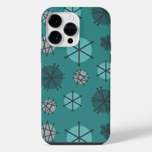 Coque Pour Pour iPhone 14 Pro Max Éclats de style milieu de siècle en turquoise