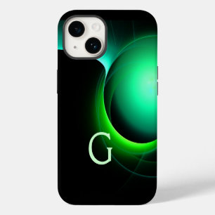 Coque Pour iPhone 14 ECLIPSE MONOGRAM Noir vert vibrant