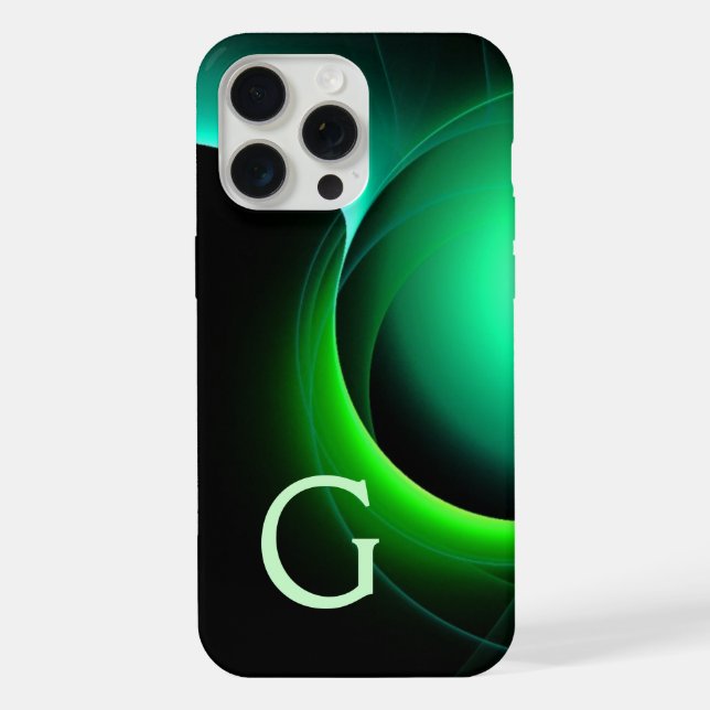 Coque iPhone ECLIPSE MONOGRAM Noir vert vibrant (Verso)