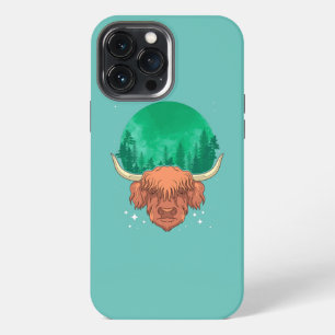 Etui iPhone 13 Pro Max Écossais Fermier Bovins ferme Forêt animale