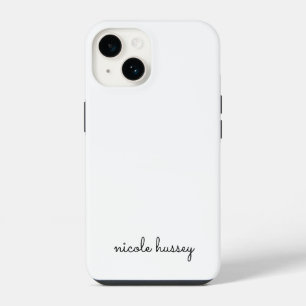 Coque Pour iPhone 14 Écriture Blanche    Monogramme Élégant Moderne Min