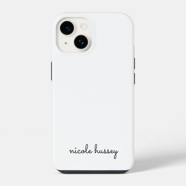 Coque iPhone Écriture Blanche  | Monogramme Élégant Moderne Min (Verso)