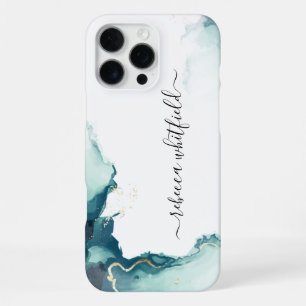 Coque iPhone 16 Pro Max Écriture Élégante à Motif d'Agate en Marbre