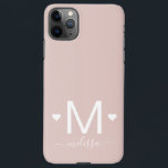 Coque iPhone 11Pro Max Écriture féminine moderne monogramme bleu rose<br><div class="desc">Écriture féminine moderne monogramme rose vif iPhone 11 Pro Max Coque</div>