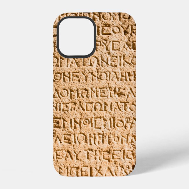 Coque iPhone écriture grecque ancienne ciselée sur pierre (Verso)