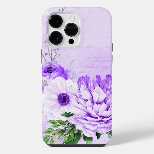 COQUE iPhone ÉCRITURE LAVANDE D'APPARENCE ANTIQUE & FLEURS (Verso)