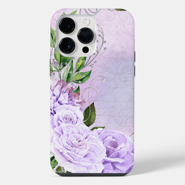 COQUE iPhone ÉCRITURE LAVANDE ET FLEURS D'ASPECT ANCIEN (Verso)