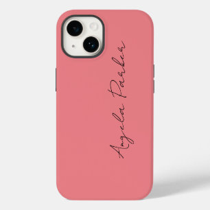 Coque Pour iPhone 14 Écriture manuscrite Nom professionnel simple rose