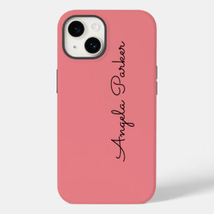 Coque Pour iPhone 14 Écriture manuscrite Nom professionnel simple rose