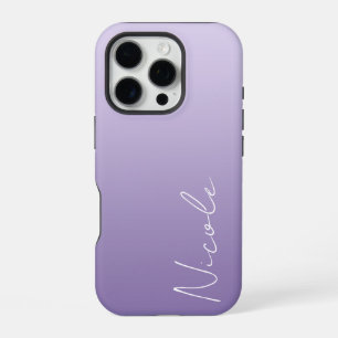 Coque iPhone 16 Pro Écriture manuscrite personnalisée avec dégradé vio