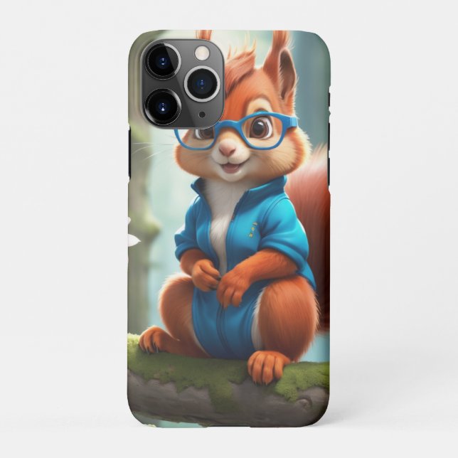 Coque iPhone Écureuil mignon sur la branche d'arbre (Dos)