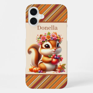 Coque iPhone 16 Plus Écureuil saisonnier d'automne amusant ajouter un n