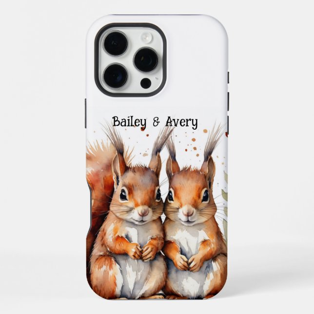 Coque iPhone Écureuils Cute Personnalisés Couple Aimer Animaux (Verso)