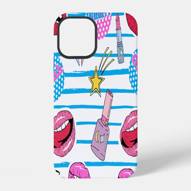 Coque iPhone Écussons de patch dessin animé : pop art. (Verso)
