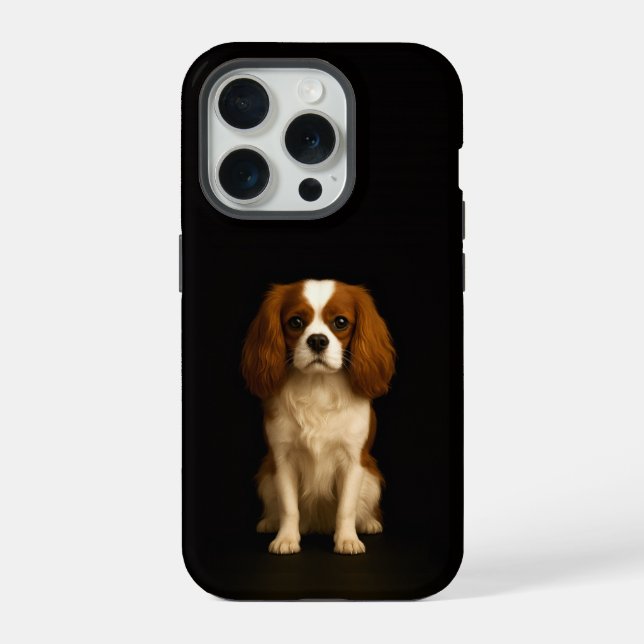 Coque iPhone Édition Luxe Noir Cavalier Spaniel iPhone 15 Pro M (Verso)