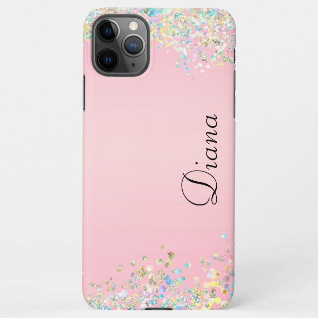 Coque iPhone Effet de Parties scintillant rose (Dos)