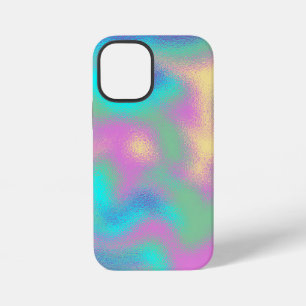 Coque iPhone 12 Mini Effet d'huile métallique arc-en-ciel Unicorne