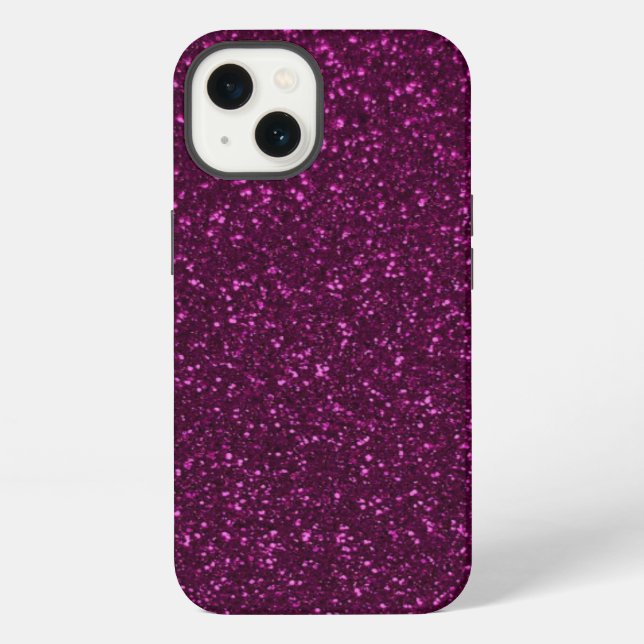 Coque iPhone Effet Paillettes Rose Chaud (Verso)